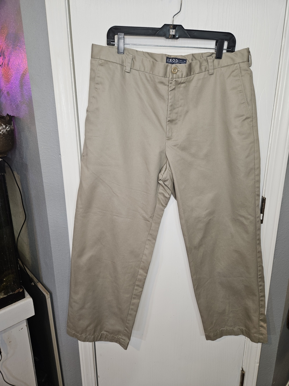 Izod Men’s Straight Fit Chino Pants in Light Khaki